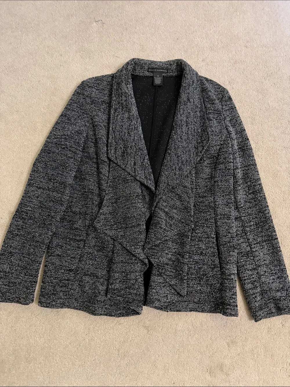 Women's Black Heather Open-Front Knit Jacket